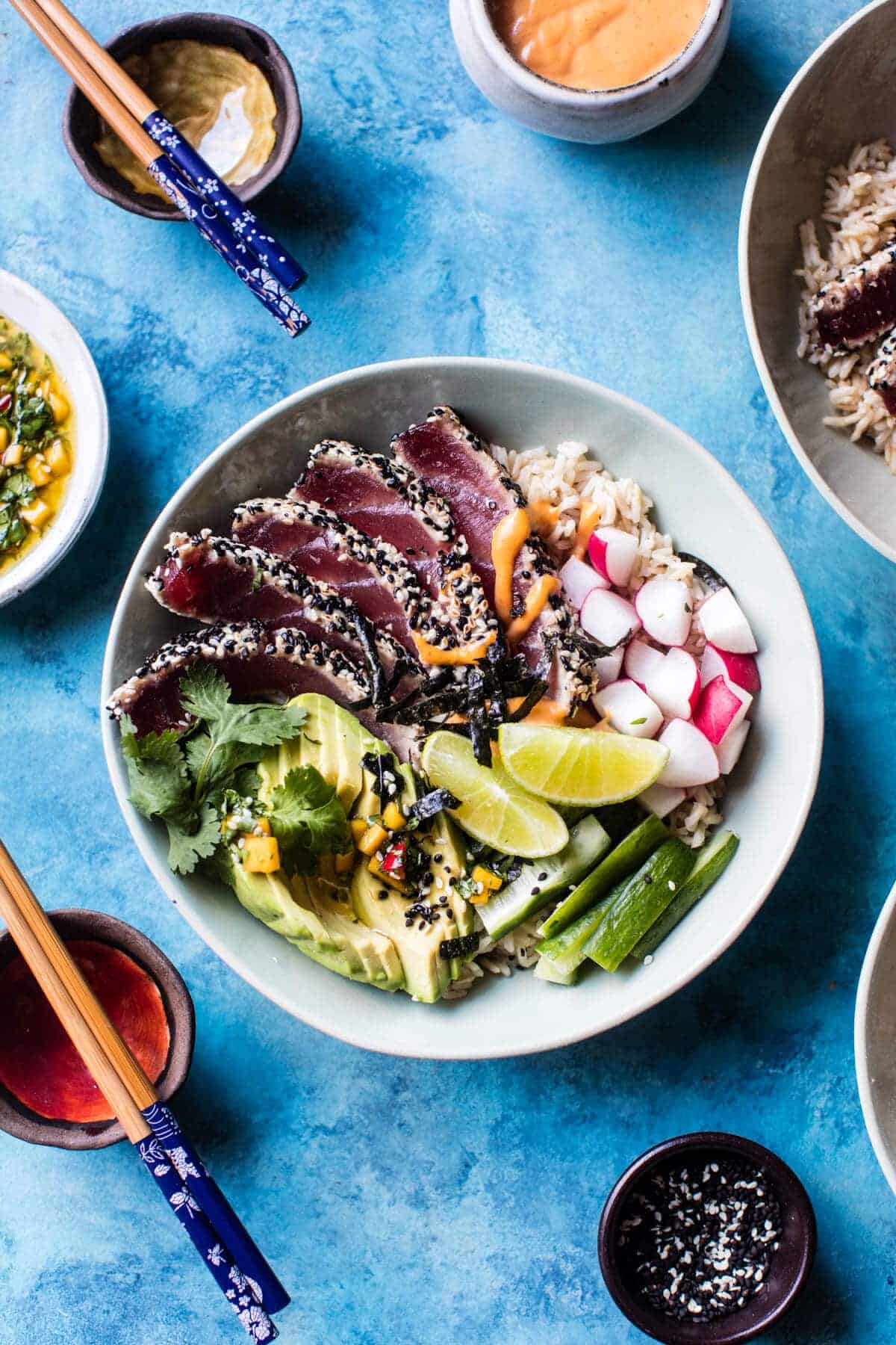 Spicy Brown Rice Seared Tuna Roll Bowl | halfbakedharvest.com @hbharvest