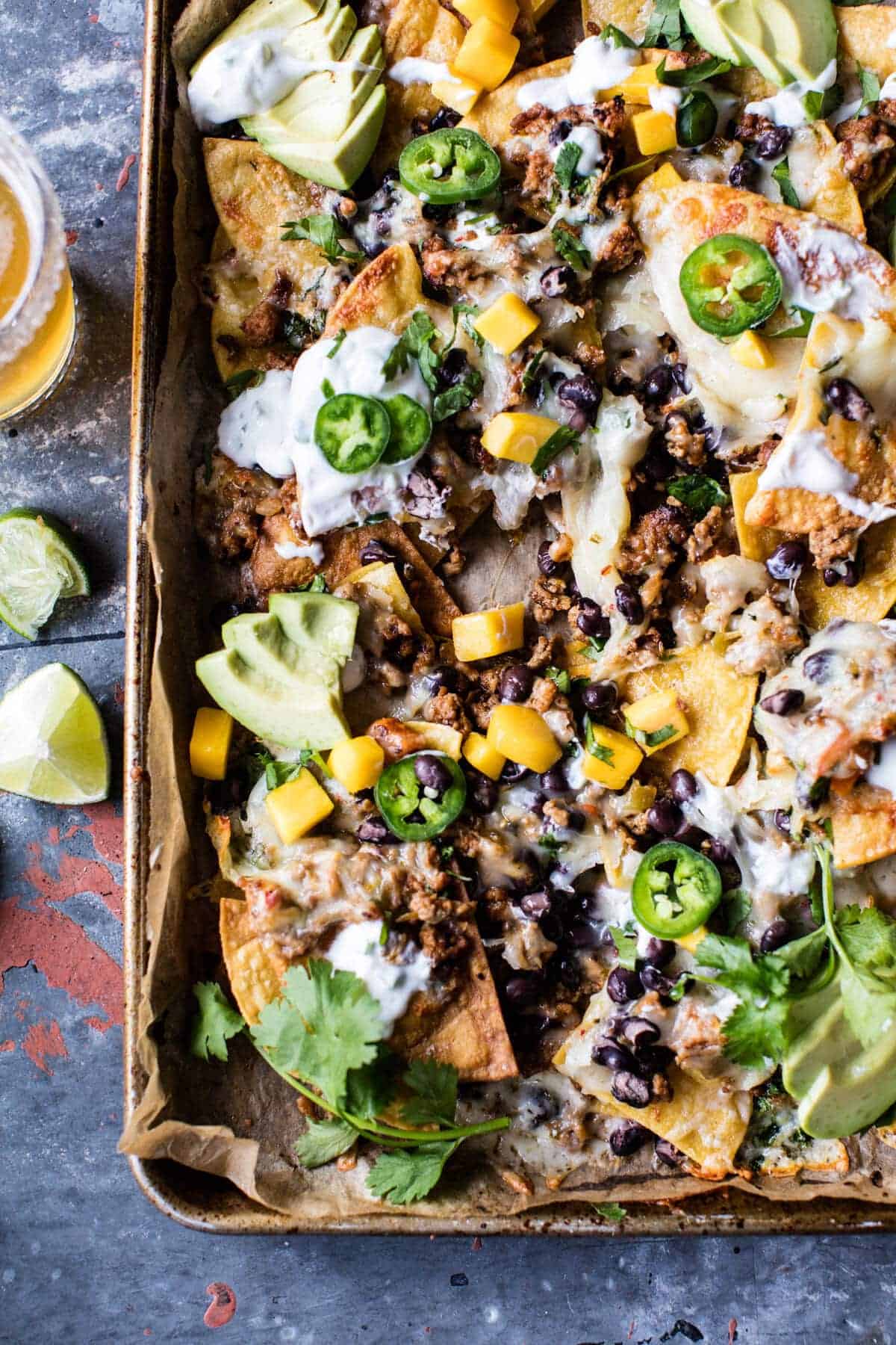 Black Bean Turkey Nachos with Jalapeno Yogurt | halfbakedharvest.com @hbharvest