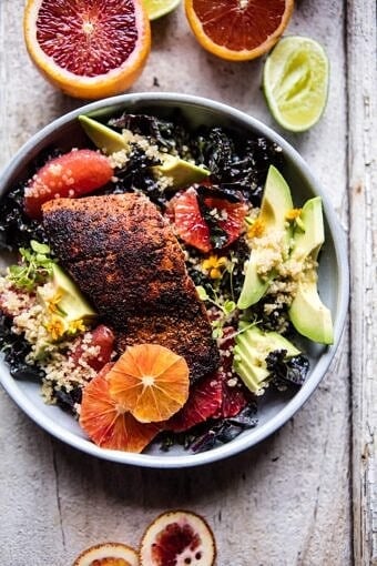 Glowing Citrus, Avocado, and Blackened Salmon Salad | halfbakedharvest.com @hbharvest
