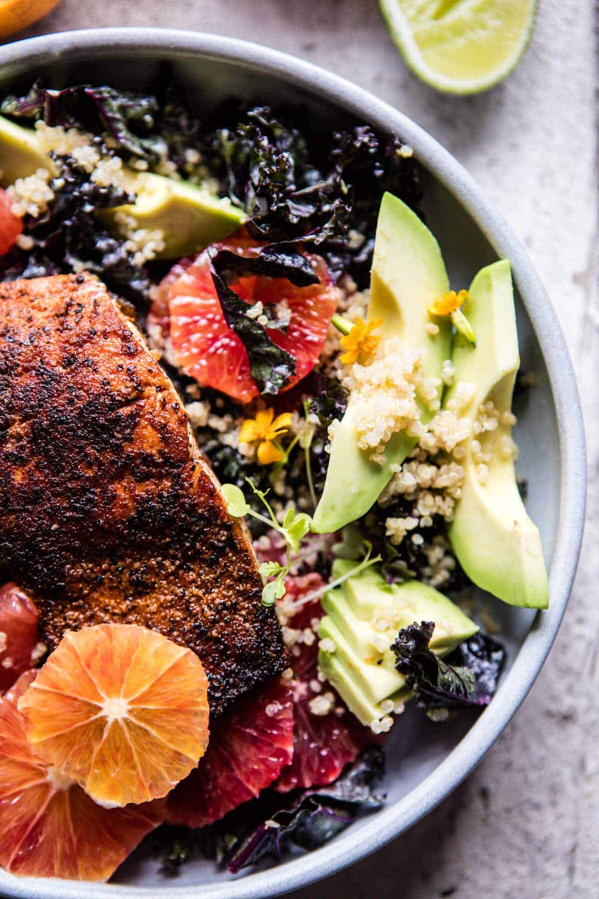 Glowing Citrus, Avocado, and Blackened Salmon Salad | halfbakedharvest.com @hbharvest