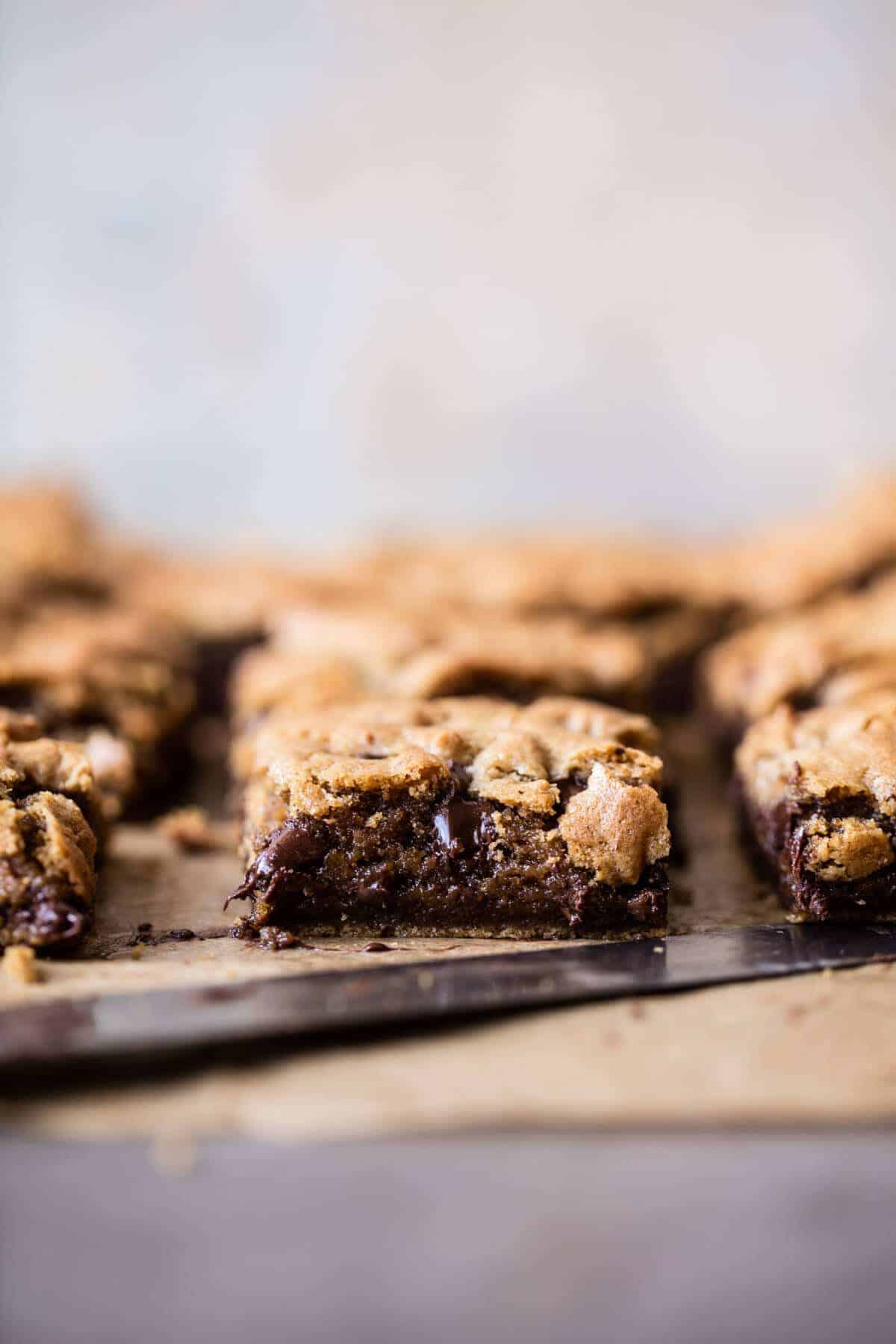 Healthy...ish Chocolate Chip Cookie Bars | halfbakedharvest.com @hbharvest