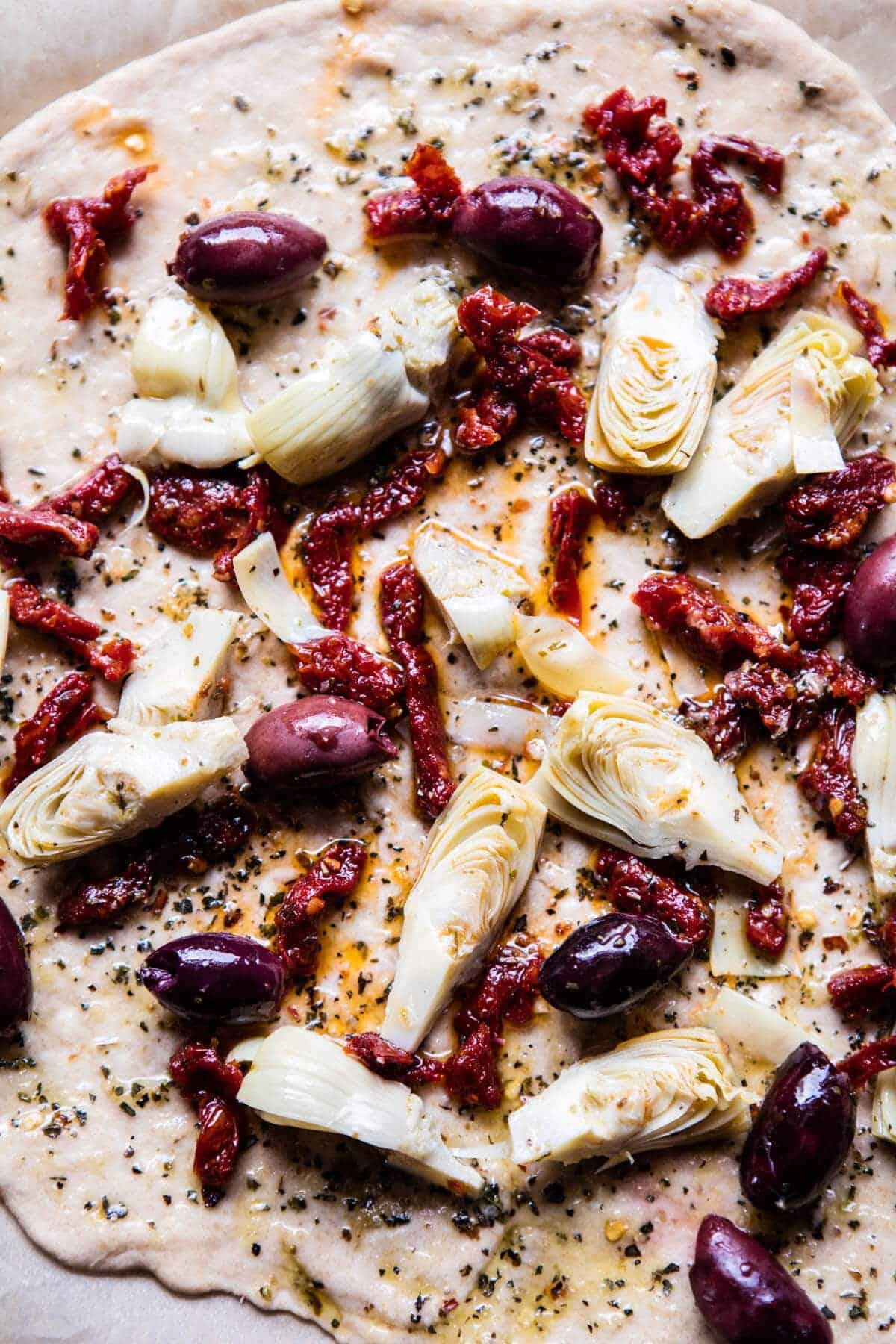 Mediterranean Roasted Red Pepper Pizza | halfbakedharvest.com @hbharvest