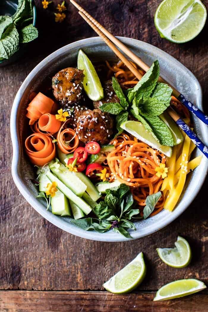 Vietnamese Meatball and Sweet Potato Noodle Bowl | halfbakedharvest.com @hbharvest