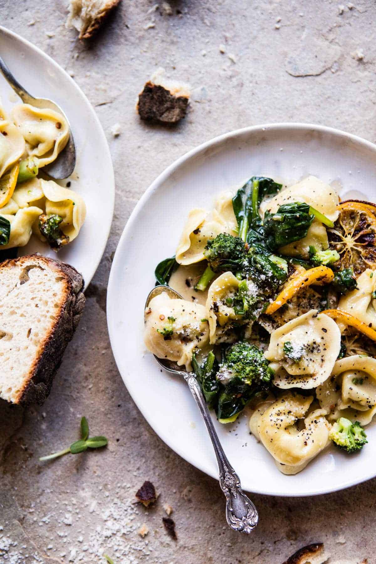Best Easy Broccoli Cheese Tortellini with Fried Lemon | halfbakedharvest.com @hbharvest