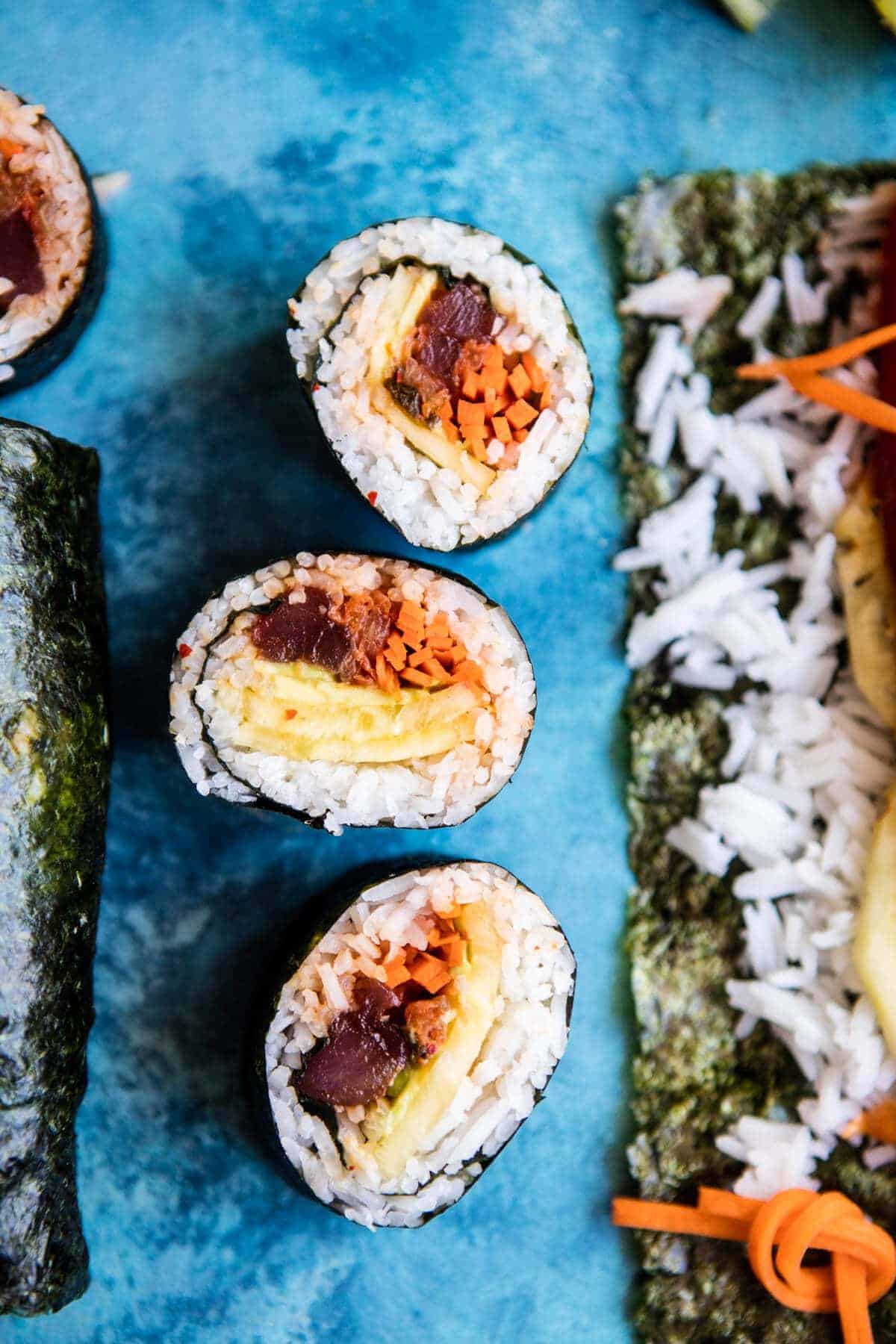 Korean Avocado Tuna Sushi Roll | halfbakedharvest.com @hbharvest