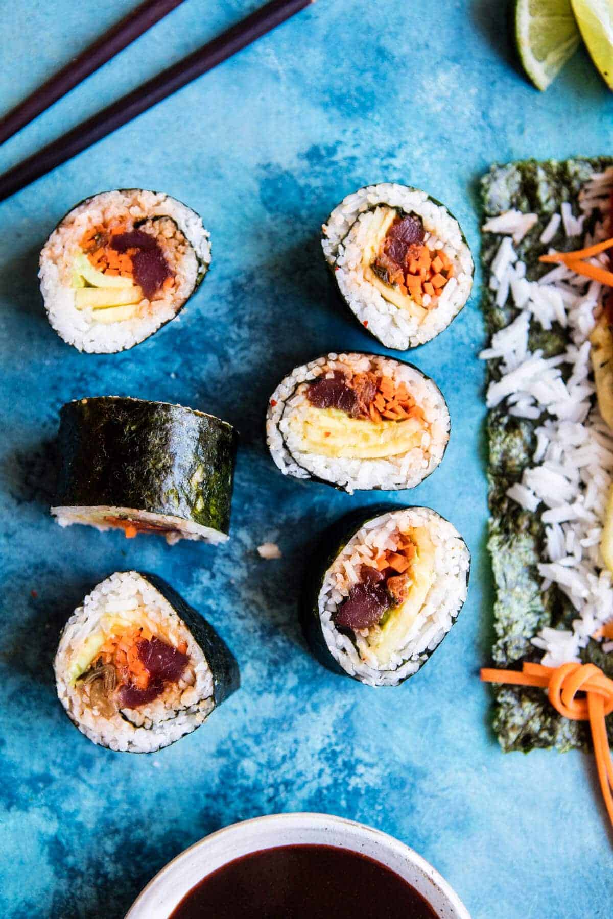 Korean Avocado Tuna Sushi Roll | halfbakedharvest.com @hbharvest