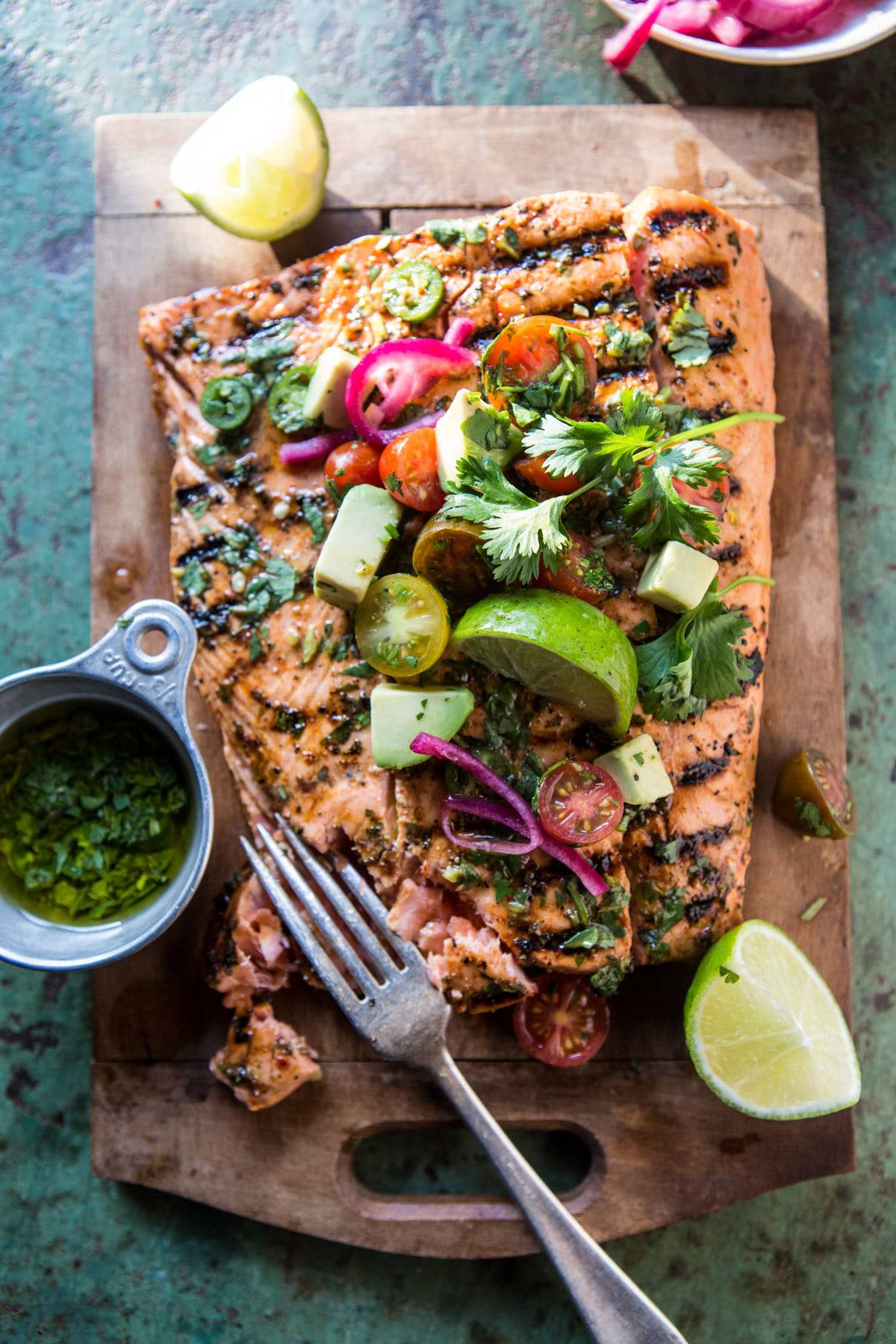 Cuban Grilled Salmon with Tomato Avocado Salsa | halfbakedharvest.com @hbharvest