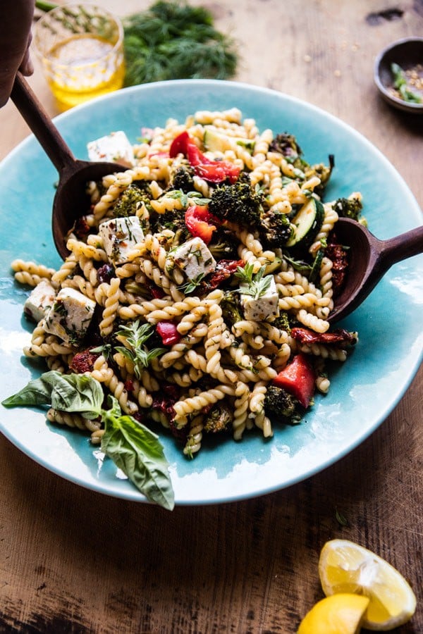 Greek Lemon Roasted Broccoli Pasta Salad | halfbakedharvest.com @hbharvest