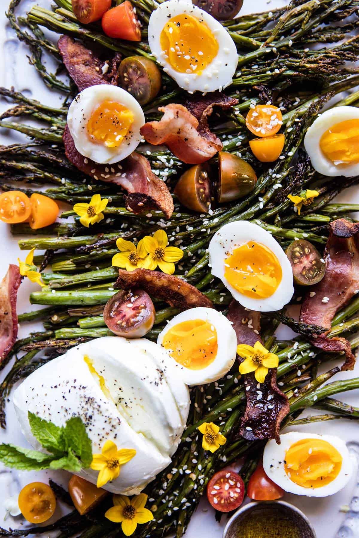 Sesame Roasted Asparagus, Egg and Bacon Salad | halfbakedharvest.com @hbharvest