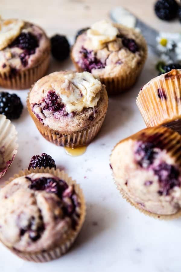 Blackberry Swirl Muffins with Honey Butter | halfbakedharvest.com @hbharvest