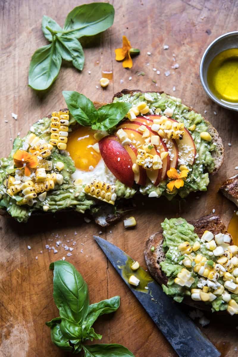 Grilled Corn and Feta Egg in a Hole Avocado Toast | halfbakedharvest.com @hbharvest