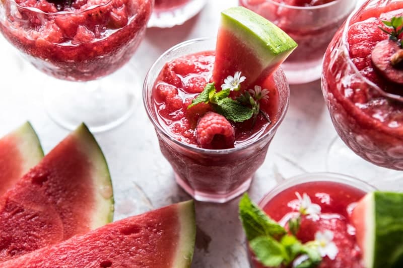 Frozen Watermelon Rose Sangria Slushies | halfbakedharvest.com @hbharvest