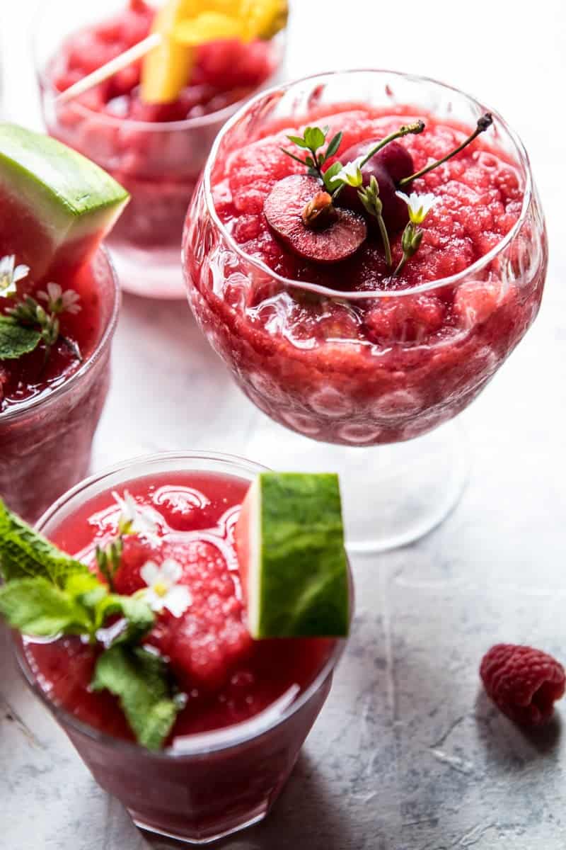 Frozen Watermelon Rose Sangria Slushies | halfbakedharvest.com @hbharvest