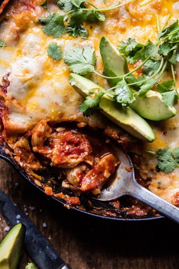 Skillet Chicken Tinga Enchiladas | halfbakedharvest.com @hbharvest