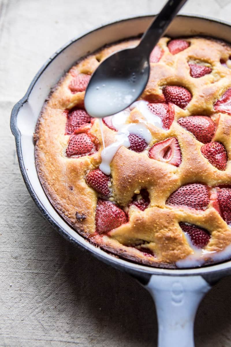 Strawberry Cornmeal Cake with Buttermilk Glaze | halfbakedharvest.com @hbharvest