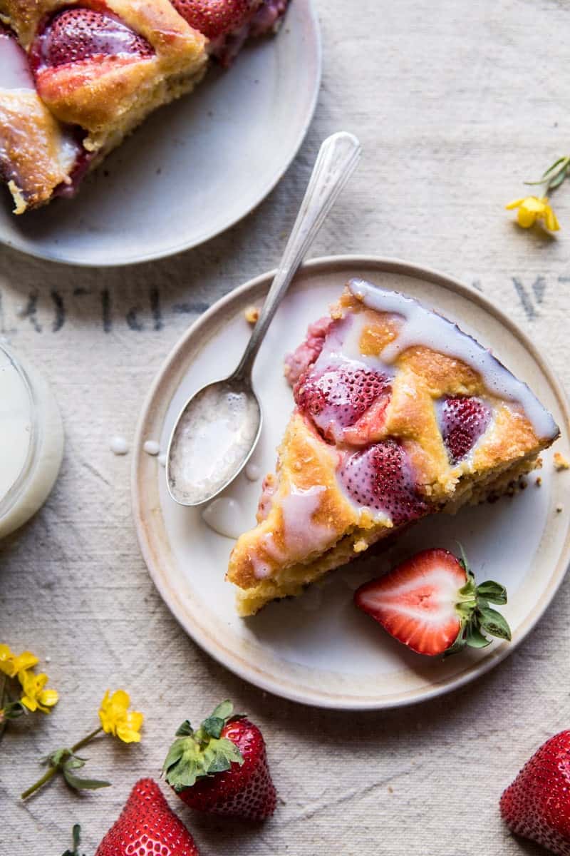 Strawberry Cornmeal Cake with Buttermilk Glaze | halfbakedharvest.com @hbharvest