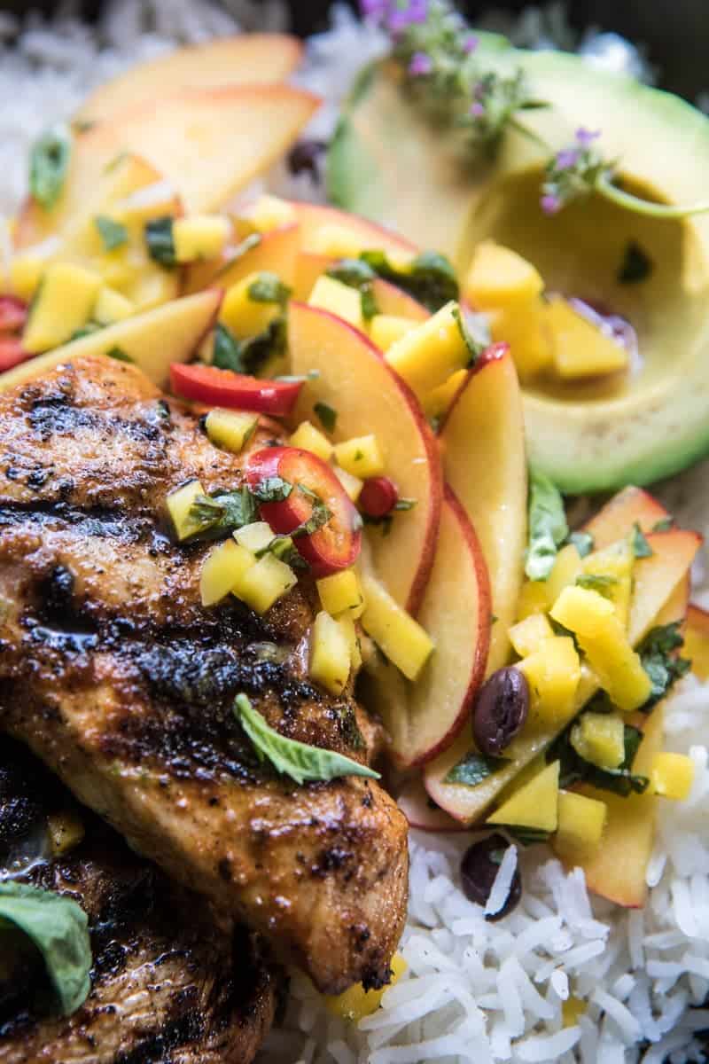 20 Minute Grilled Jerk Chicken with Mango-Nectarine Salsa | halfbakedharvest.com @hbharvest