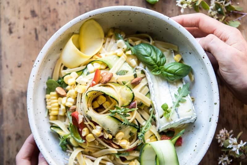 Farmers Market Goat Cheese Pasta Primavera | halfbakedharvest.com @hbharvest