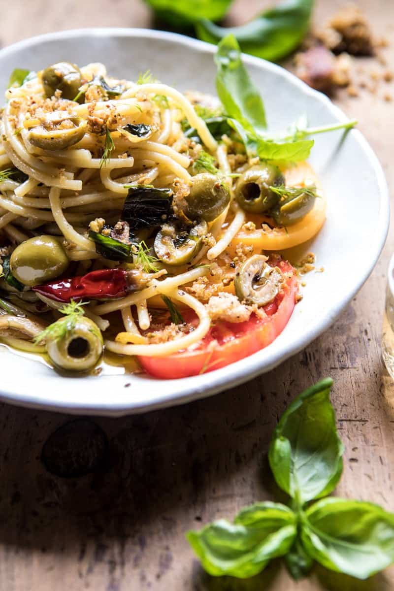 Garden Fresh Herb, Olive, and Parmesan Pasta with Pistachio Breadcrumbs | halfbakedharvest.com @hbharvest