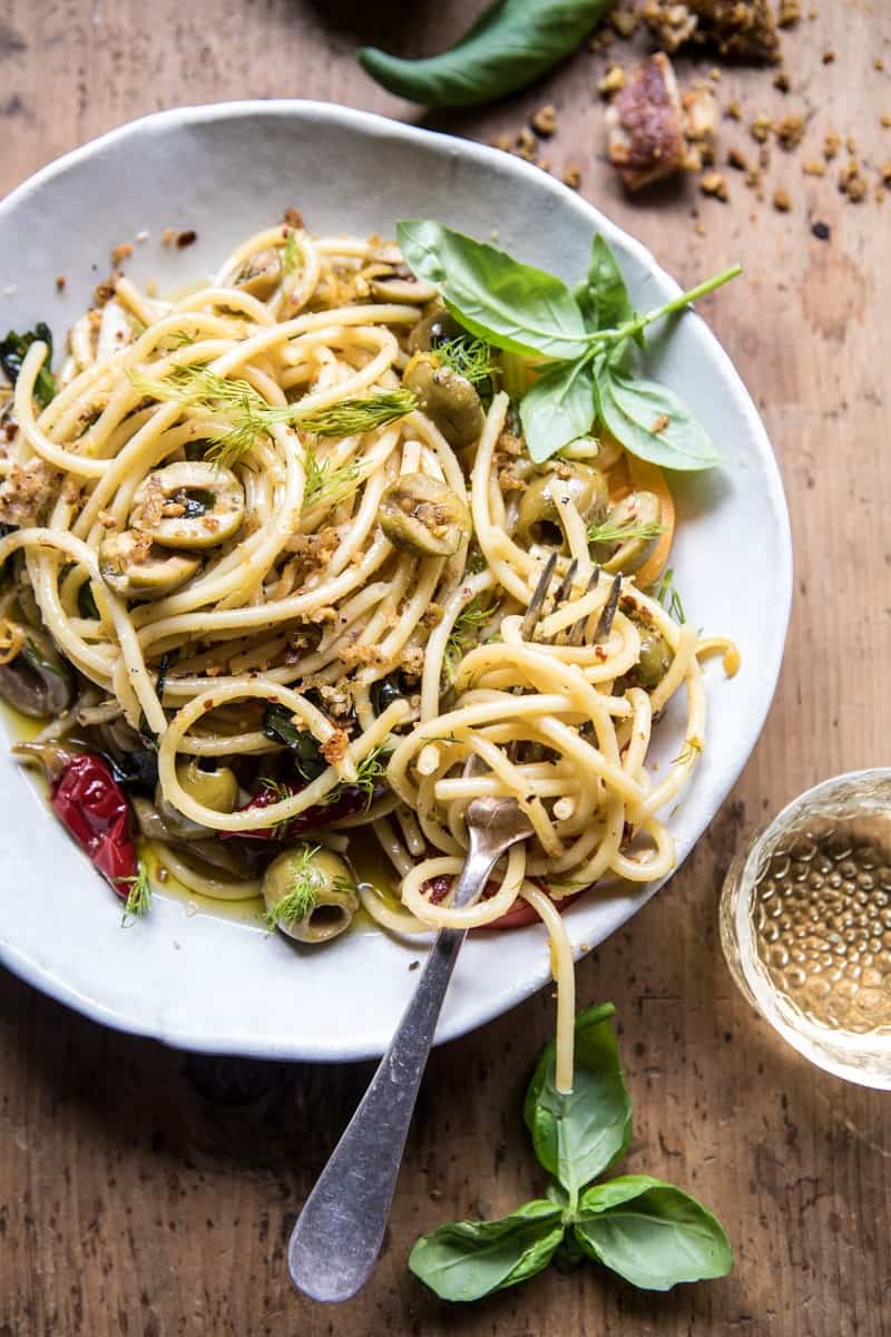 Garden Fresh Herb, Olive, and Parmesan Pasta with Pistachio Breadcrumbs | halfbakedharvest.com @hbharvest
