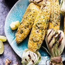 Mexican Grilled Corn with Green Chile Honey Butter