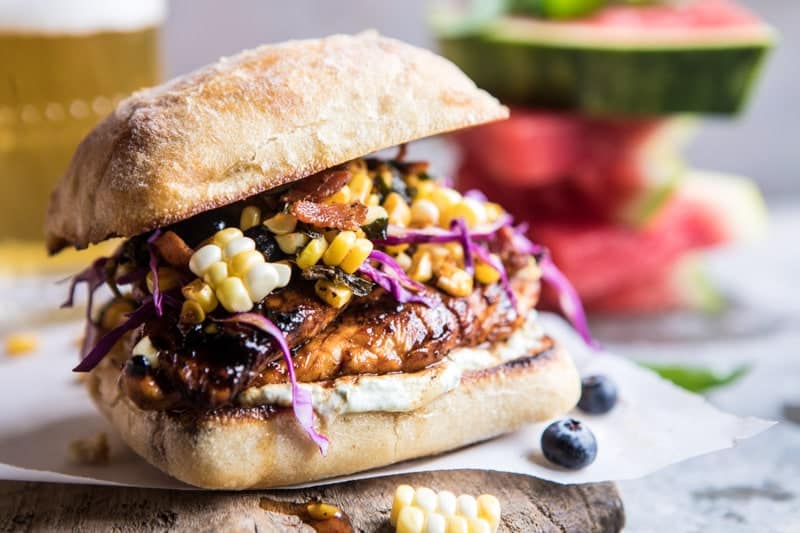 Spicy Maple Grilled Chicken Sandwich with Smoky Bacon Corn | halfbakedharvest.com @hbharvest