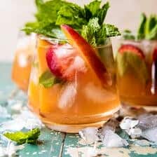 Strawberry Peach Sweet Tea Julep Pitcher | halfbakedharvest.com @hbharvest