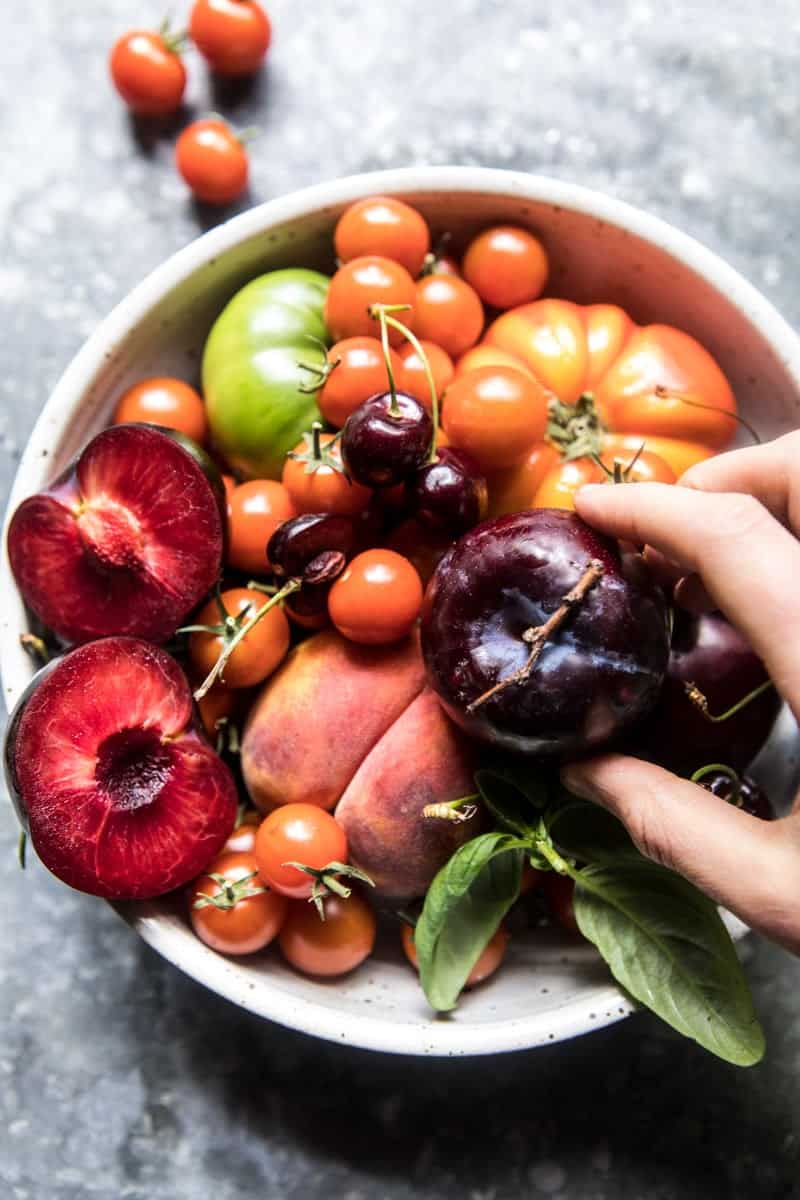 Tuscan Summer Stone Fruit, Tomato, and Burrata Panzanella Salad | halfbakedharvest.com @hbharvest