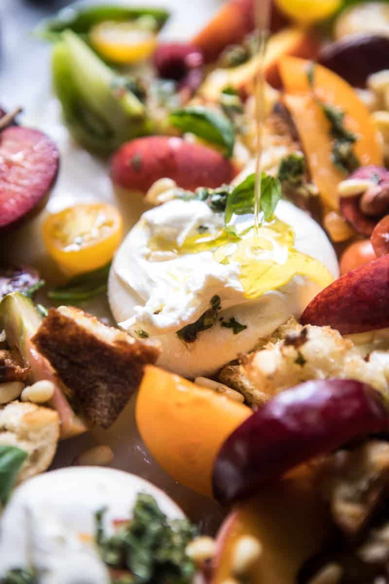 Tuscan Summer Stone Fruit, Tomato, and Burrata Panzanella Salad | halfbakedharvest.com @hbharvest