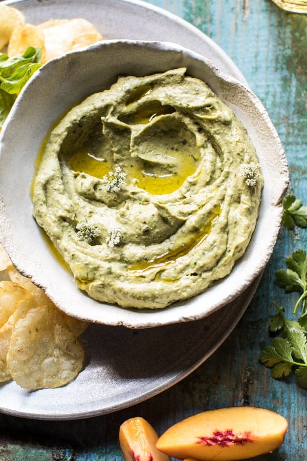 10 Minute Garden Herb Avocado Dip | halfbakedharvest.com @hbharvest