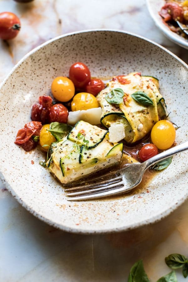 3 Cheese Zucchini Ravioli with Roasted Tomato Basil Sauce | halfbakedharvest.com @hbharvest