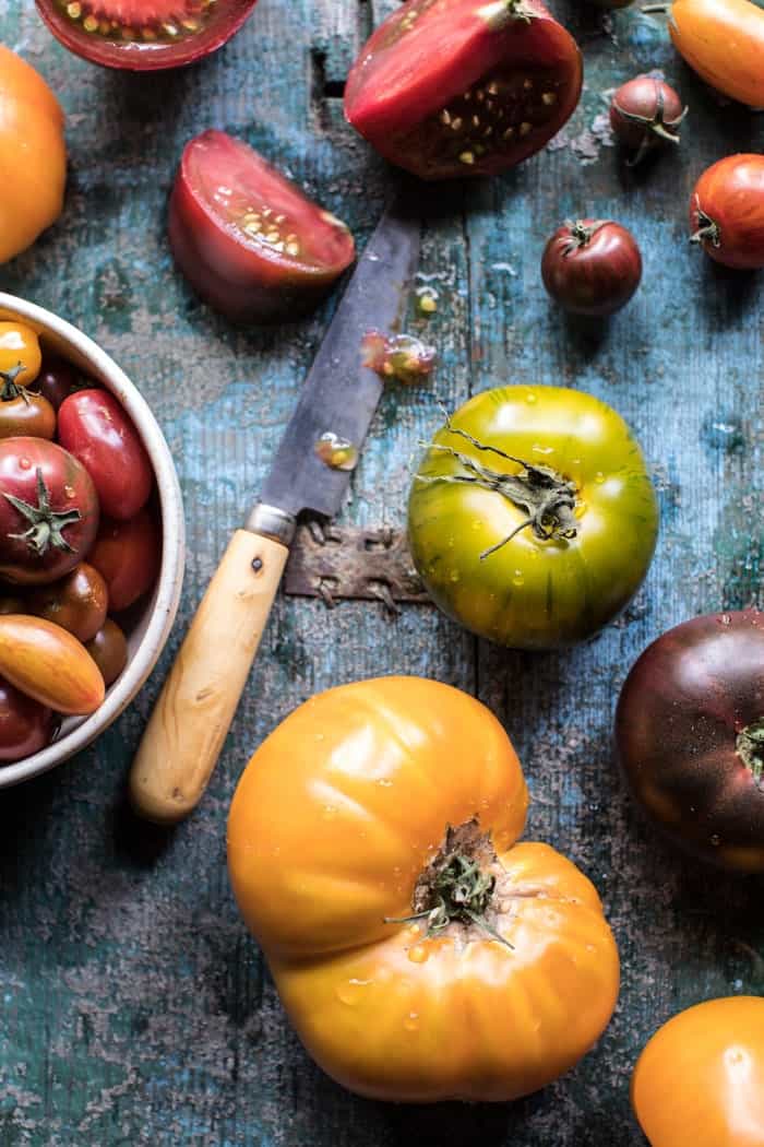 Opened Faced Tomato and Goat Cheese Sandwich with Hot Bacon Vinaigrette | halfbakedharvest.com @hbharvest