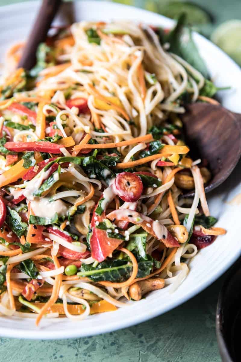 Rainbow Thai Basil Noodle Salad with Sesame Vinaigrette | halfbakedharvest.com @hbharvest