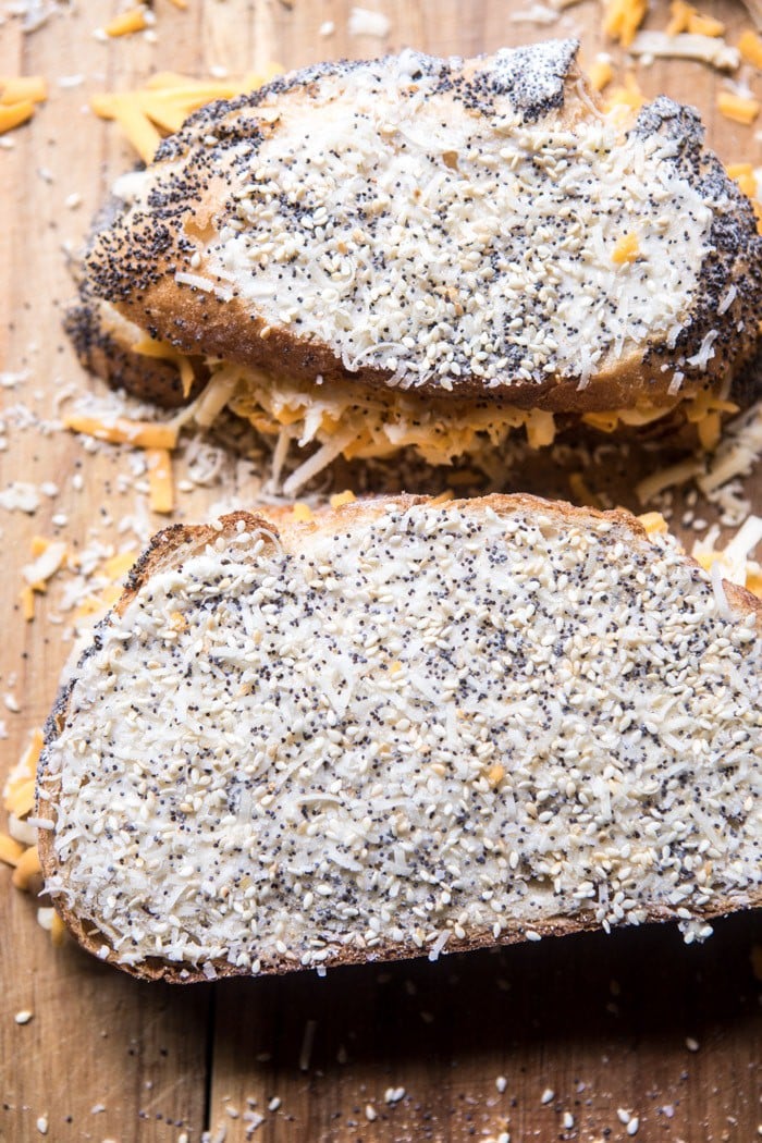 3 Cheese Everything Spice Grilled Cheese | halfbakedharvest.com @hbharvest
