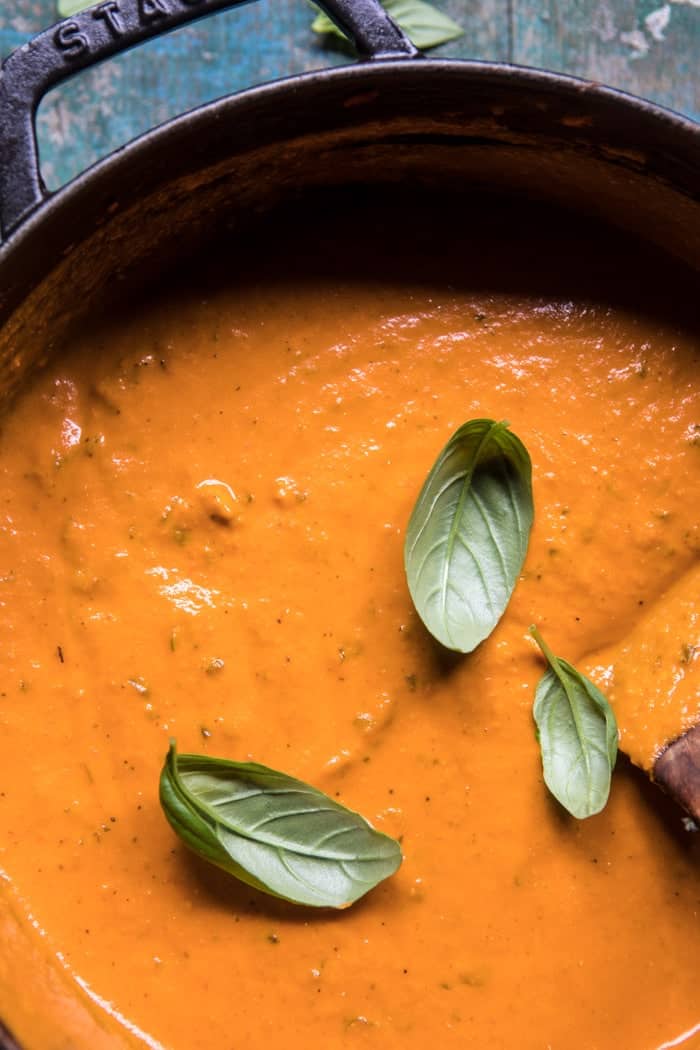 6 Ingredient Creamy Roasted Tomato Soup | halfbakedharvest.com @hbharvest