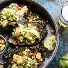 Lightened Up Salsa Verde Chicken Stuffed Poblano Peppers | halfbakedharvest.com @hbharvest