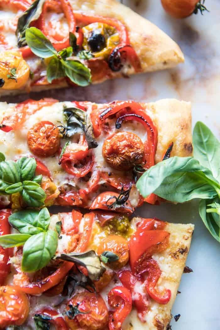 Pepper and Cherry Tomato White Pizza | halfbakedharvest.com @hbharvest