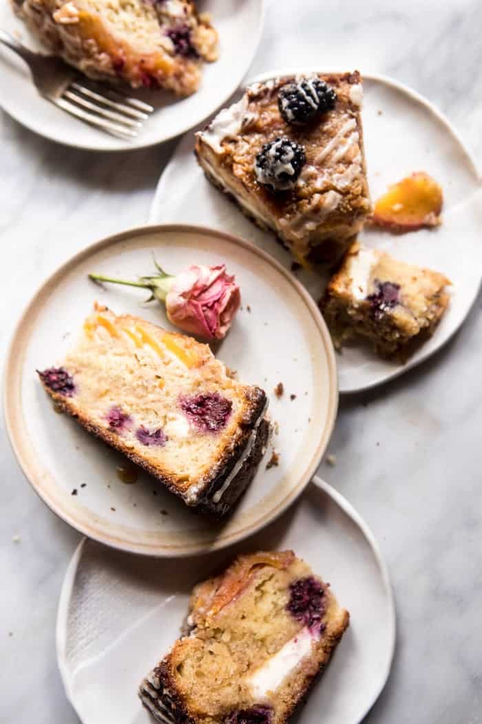 Vanilla Glazed Blackberry Peach Coffee Cake | halfbakedharvest.com @hbharvest