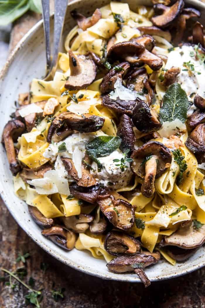 Herby Buttered Wild Mushroom Tagliatelle Pasta | halfbakedharvest.com @hbharvest