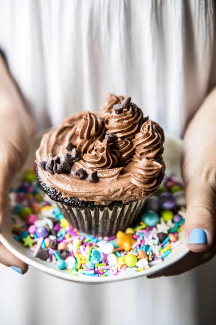 The Best Chocolate Birthday Cupcakes...with Fudgy Chocolate Buttercream | halfbakedharvest.com @hbharvest