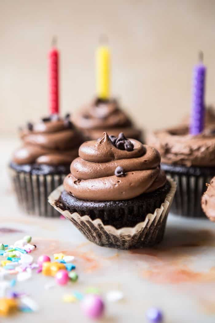 The Best Chocolate Birthday Cupcakes...with Fudgy Chocolate Buttercream | halfbakedharvest.com @hbharvest