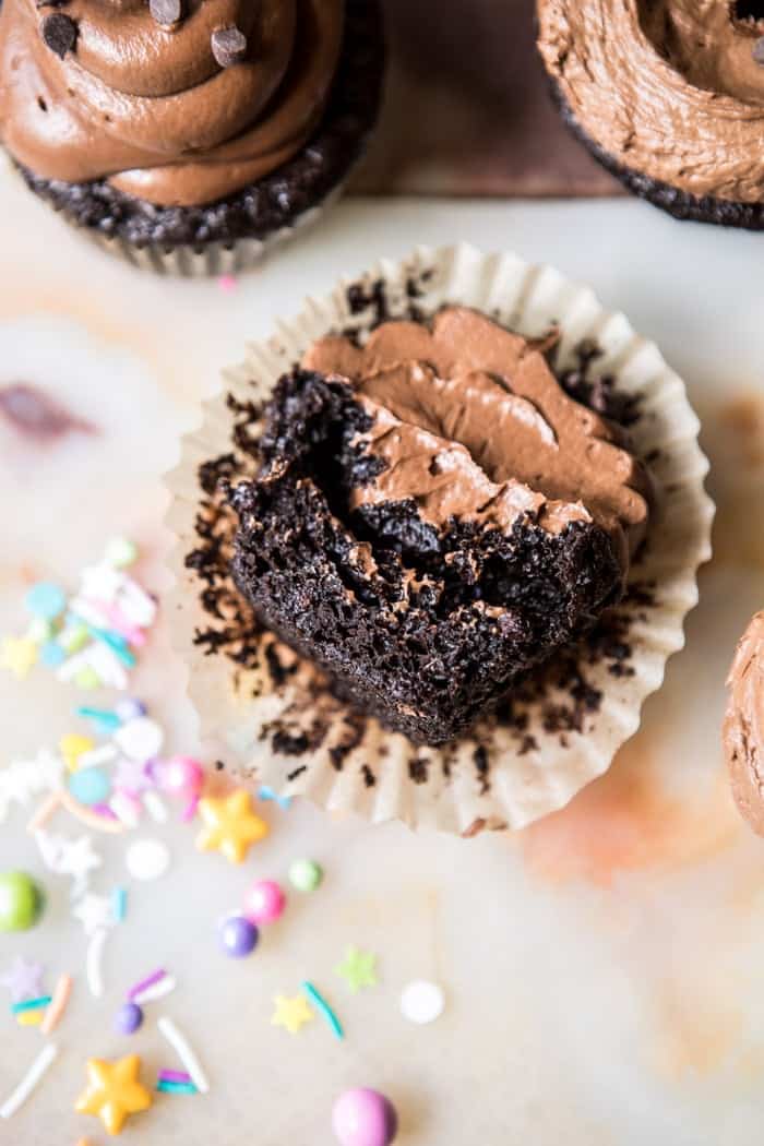 The Best Chocolate Birthday Cupcakes...with Fudgy Chocolate Buttercream | halfbakedharvest.com @hbharvest