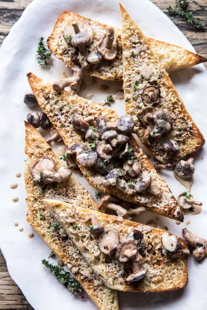 Caramelized Garlic Butter Toast with Pan Fried Mushrooms | halfbakedharvest.com @hbharvest