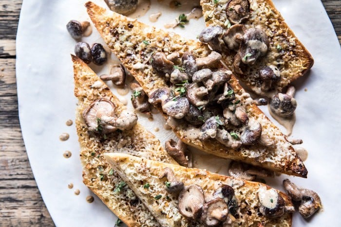 Caramelized Garlic Butter Toast with Pan Fried Mushrooms | halfbakedharvest.com @hbharvest
