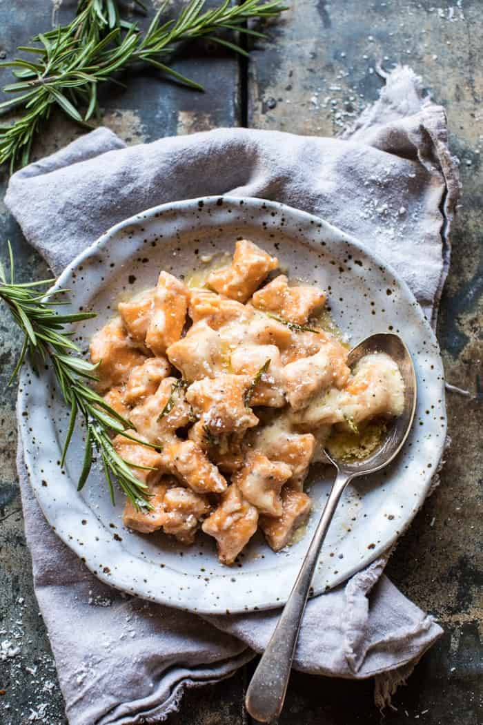 Sweet Potato Gnocchi with Rosemary Cream Sauce | halfbakedharvest.com @hbharvest