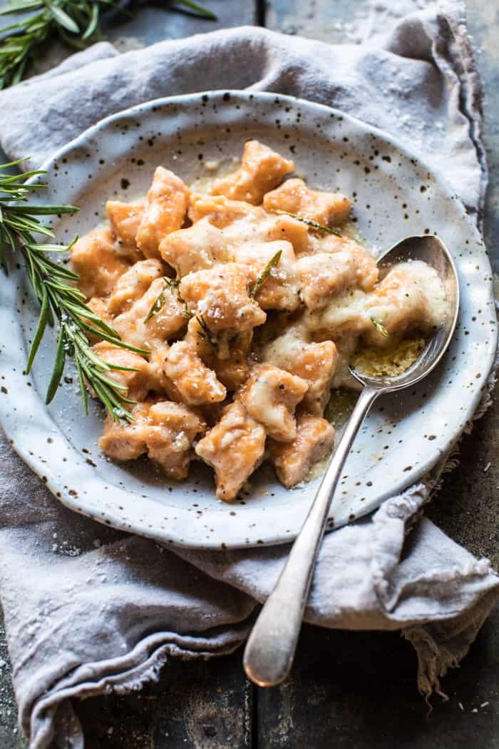Sweet Potato Gnocchi with Rosemary Cream Sauce | halfbakedharvest.com @hbharvest