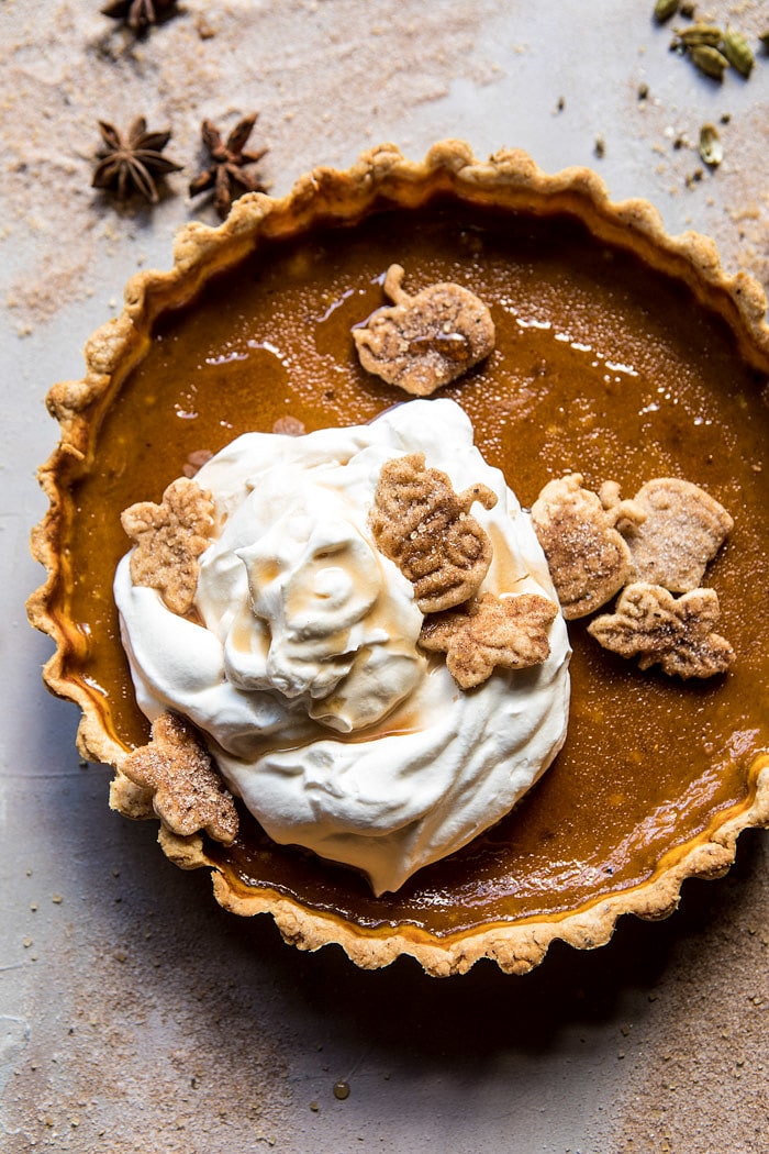 Chai Pumpkin Pie with Maple Whipped Cream | halfbakedharvest.com @hbharvest