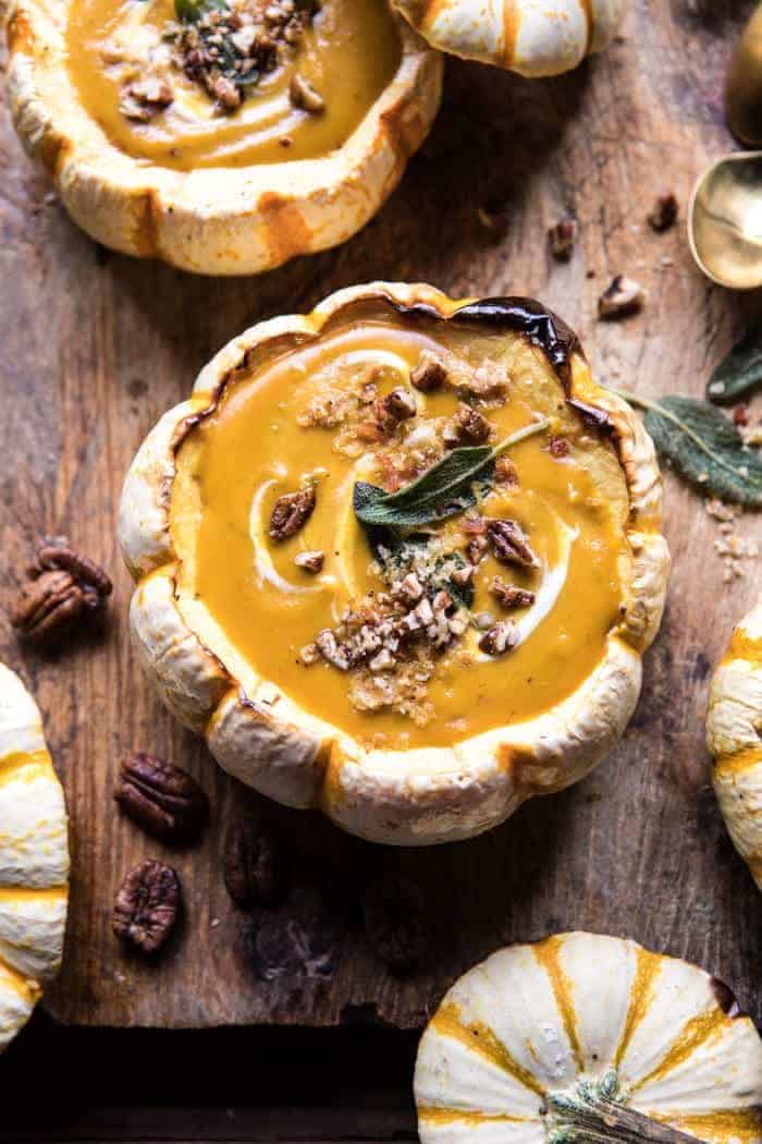 Cream of Pumpkin Soup with Maple Pecans | halfbakedharvest.com @hbharvest