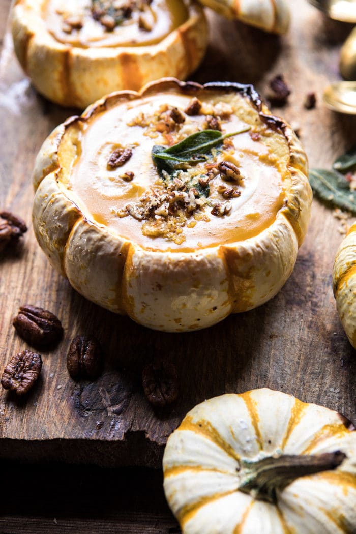 Cream of Pumpkin Soup with Maple Pecans | halfbakedharvest.com @hbharvest