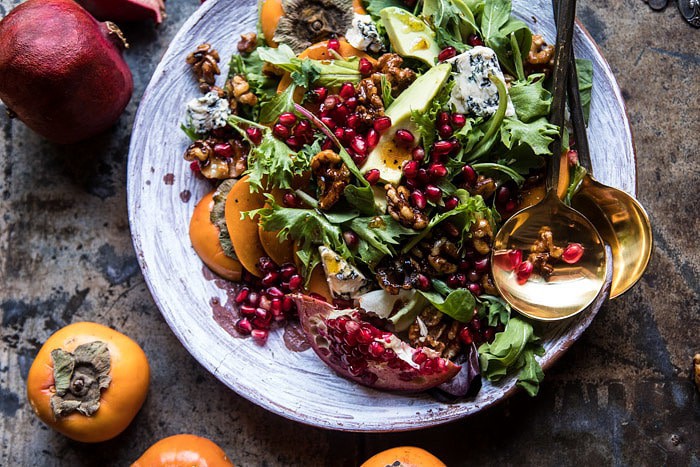 Pomegranate Avocado Salad with Candied Walnuts | halfbakedharvest.com @hbharvest
